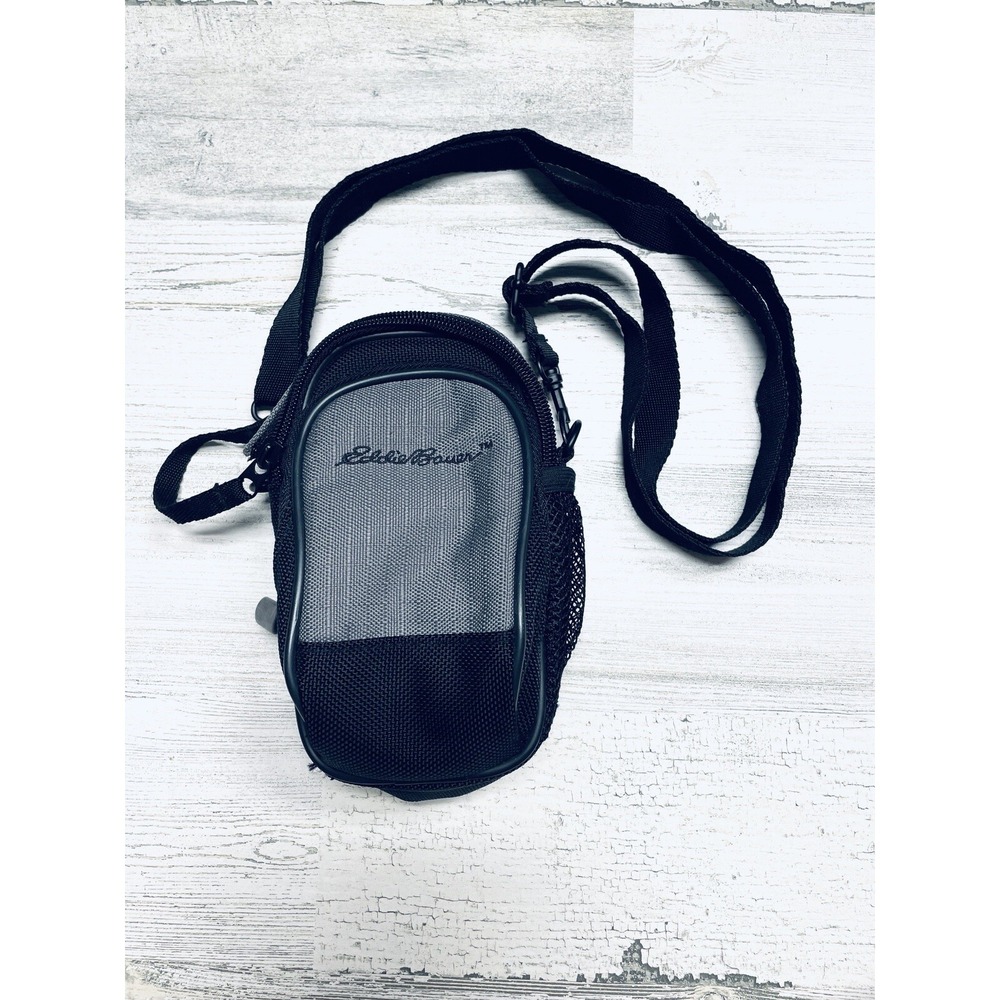 Vintage Eddie Bauer Camera Bag Gray Crossbody Travel Nylon Zip Pocket Pouch‎